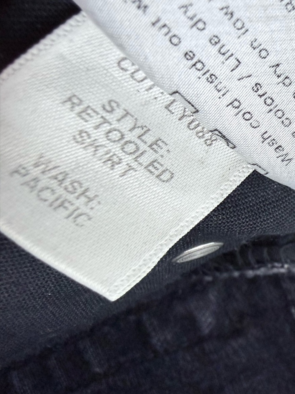Reformation Denim Retooled Mini Skirt Pacific Washed Black 27 Raw Hem Distressed - Picture 12 of 16